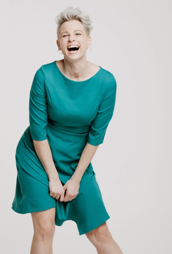 Elegant look, A-line, three-quarter sleeve Betty dres